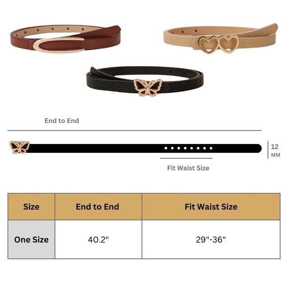 3 Pack Designer Women's Leather Belts for Dresses, Jeans, & Stylish Pants - Picture 2 of 7